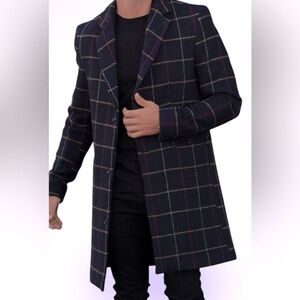 DISTRETT  Made in Italy Vintage style men’s plaid wool coat Sz XL